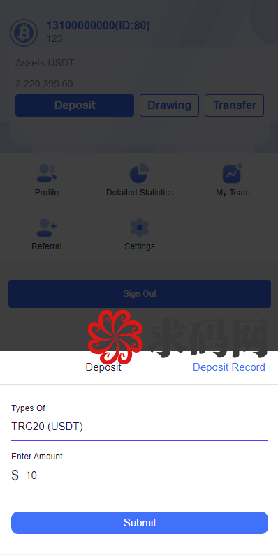 双语言版虚拟币投资系统 USDT充值源码下载